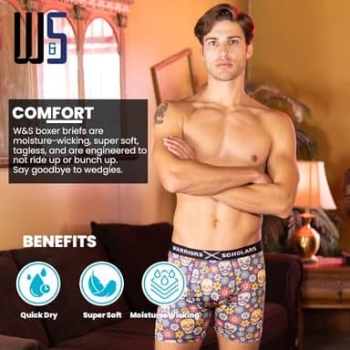 Warriors & Scholars Boxer Briefs For Men Pack Of 6, Ultra Soft, Breathable Quick Dry, Moisture-Wicking Mens Underwear, AM15F L - Image 4