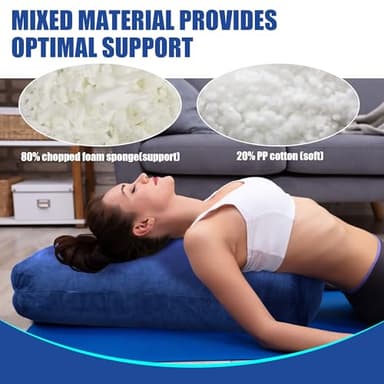 HOMBYS Shredded Foam Yoga Bolster Pillow for Restorative Yoga & Meditation, Versatile Rectangular Yoga Support Pillow Premium Meditation Cushion with Washable Velvet Cover & Carry Handle, Dark Blue - Image 3