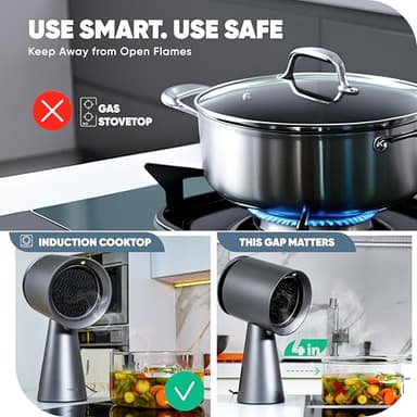 BREETEE Grey Portable Range Hood – Multi-Layer Filtration, Low Noise 3-Speed Compact Kitchen Exhaust Fan, Desktop Range Hood with 4-Core & Carbon Filters, Oil Cup, for Apartments, Dorm, RV, Indoor BBQ - Image 9