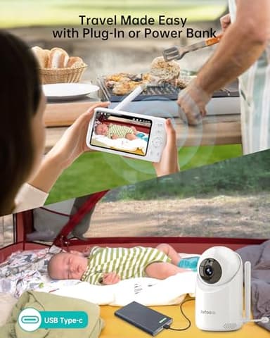 Jartoo 2K Video Baby Monitor with 2 Cameras and Audio, Long Range Baby Monitor No WiFi, 5.5" Split Display, VOX - AI Cry Detect, ANR, IR Night Vision, 2-Way Audio, 6000mAh - Image 9
