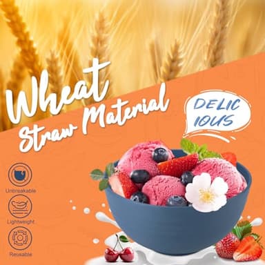 Perlapoc Wheat Straw Dinnerware Set 40 PCS - Service for 8 | Plates and Bowls Sets | Unbreakable Dishes Set - Dinner Plates, Dessert Plate, Cereal Bowls, Drinking Glasses, Dishwasher Safe - Multi - Image 4