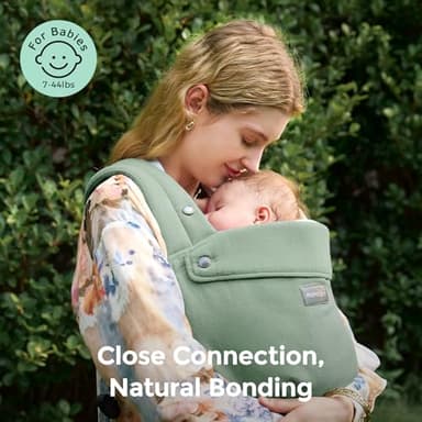 Momcozy Baby Carrier with Natural Cotton Linen, Built to Last, Ergonomic Design, 7-44lbs for Infant and Toddler, Lightweight and Comfortable, Hands-Free for Moms&Dads, Sage Green - Image 2