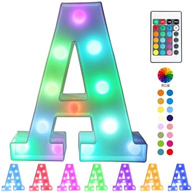 Pooqla Colorful LED marquee letter lights with Remote – light Up Signs – Party Bar Decorations for The Home - Multicolor A - Image 1