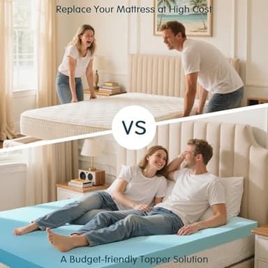 SyMax King Mattress Topper, Gel Infused Memory Foam Mattress Topper, Soft Bed Topper Mattress Pads for Bed, Sofa, RV, CertiPUR-US Certified, Blue, 3 Inch - Image 8