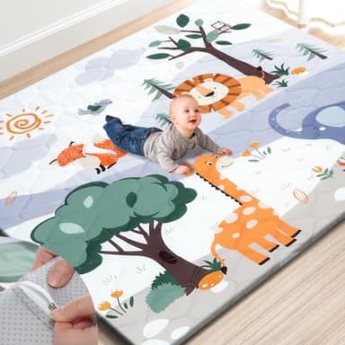 TINYHARBO Premium Foam Baby Play Mat 71" x 59" – Removable & Machine Washable Cover, Extra Thick Padding Playpen Mat, Non-Slip Crawling Mat, Easy to Clean for Infants, Toddlers & Babies - Image 1