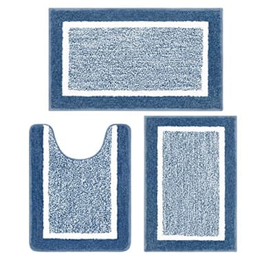 Pauwer Bathroom Rug Sets - 3 Piece Shower Mats with U-Shaped Contour Toilet Mat, Absorbent Microfiber Plush Bath Mats, Non Slip, Machine Washable Shaggy Floor Mats - Image 1