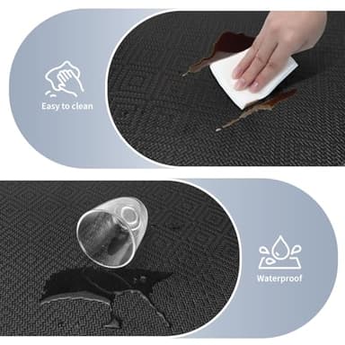 Mattitude Kitchen Mat 2PCS Kitchen Rugs Cushioned Anti-Fatigue Rug Waterproof Standing Desk Mat Kitchen Mats for Floor Kitchen Rug Set for Kitchen, Sink, Office 17.3"×30"+17.3"×47" Black - Image 6