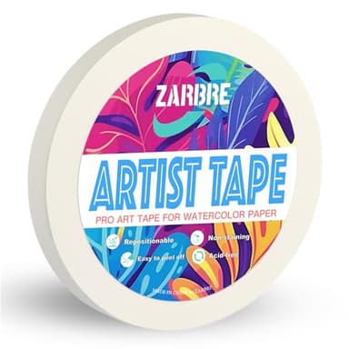 ZARBRE Artist Tape, White Art Tape for Watercolor Paper, Medium Tack Masking Drafting Tape for Painting Canvas Framing, Acid-Free, 0.5in x 164FT Long - Image 1