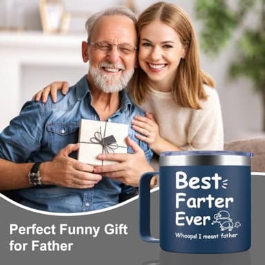 HECOMTRS Dad Gift for Fathers Day, Funny Dad Mug Father Day Gifts, Best Dad Ever Mugs with Hilarious Pattern, Gift for Daddy from Daughter Funny Papa Gifts Birthday Christmas-14oz (Navy Blue) - Image 2