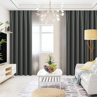 CUCRAF Blackout Curtains 84 inches Long for Living Room, Dark Grey Room Darkening Window Curtain Panels, Rod Pocket Thermal Insulated Solid Drapes for Bedroom, 52x84 inch, Set of 2 Panels - Image 7