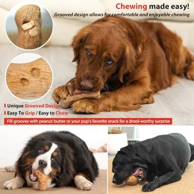 Willjoy 3-Pack Dog Toys for Aggressive Chewers, Chew Toys for Aggressive Chewers, Pine Wood & Nylon, Bacon Flavor Aggressive Chew Toys for Large Dogs, Long Lasting Dog Chews Alternative to Real Sticks - Image 5