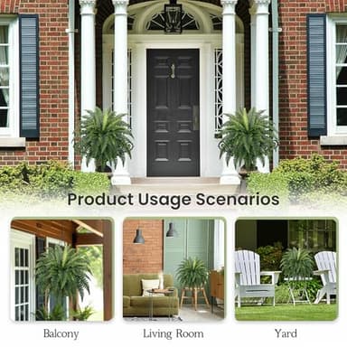 FOREST PRINCE 35" Ferns Artificial Bush Plants Large, 2 Artificial Boston Ferns with 39 Fronds for Outdoors Home Decor - Image 5