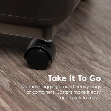 IRIS USA Airtight Dog Food Storage Container, WeatherPro, Up to 40 lbs, Removable Wheels, for Dog Cat Bird and Other Pet Food Storage Bin, Keep Fresh, Translucent Body, Made in USA, Smoke/Black - Image 10