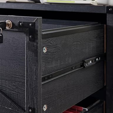 JXQTLINGMU 2 Drawer Farmhouse File Cabinet, Lateral Filing Cabinet with Lock for Home Office, Compatible Legal Letter A4 F4 Size, Black - Image 6