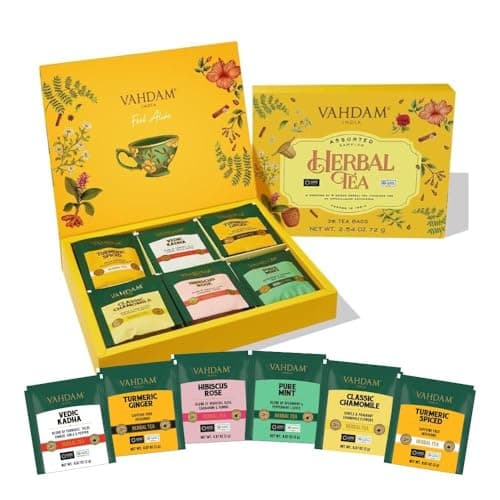 VAHDAM, Assorted Herbal Tea Variety Pack (6 Variants, 36 Tea Bags) Caffeine Free, Gluten Free, Non GMO | Eco Friendly Long Leaf Pyramid Tea Bags I Tea Gift Sets for Men and Women - Image 1