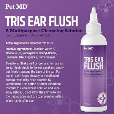 Pet MD Veterinary Tris Flush Cat & Dog Ear Cleaner - and Infection Treatment with Ketoconazole 12 oz - Image 5