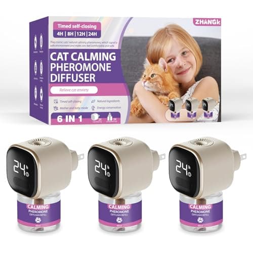 Multi Cat Calming Diffuser Relieve Stress Anxiety Cat Pheromones Calming Diffuser with Timing Function Cat Pheromone Diffuser 3 Pack Pheromones to Reduce Fighting Spraying and Scratching Fits All Cats - Image 1