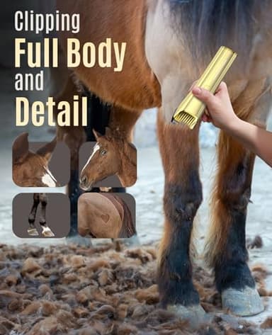oneisall Cordless Horse Clippers,Low Noise 2 Speed Grooming Clippers,Horse Trimmer Shaver Kit for Matted Long Hair,Detachable Stainless Steel Blade Grooming Kit for Thick Coat - Image 5