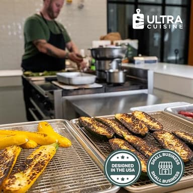 Ultra Cuisine Stainless Steel 8.5 x 12-inch Cooling and Baking Rack - Oven-Safe - Dishwasher-Safe - Heavy Duty - Tight Wire Bake for Oven Cooking - Quarter Sheet Pan - Ideal as Roasting Rack - Image 7