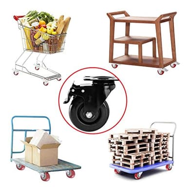 Moogiitools 4" Swivel Rubber Caster Wheels with Safety Dual Locking Heavy Duty 1800lbs Casters Set of 4 Black (All with Brake) - Image 2