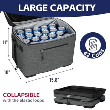 ADDIMOR 42 Can Collapsible Cooler Box, Versatile Insulated Leakproof Cooler Bag with Lids and 4 Cup Holder, Large Ice Chest for Beach Travel, Camping, Picnic - Image 2