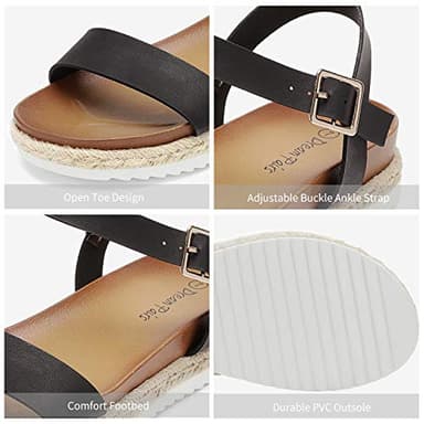 DREAM PAIRS Womens Open Toe Ankle Strap Espadrille Casual Flatform Platform Wedge Sandal, Black/Pu - 5.5 (Sunna) - Image 4