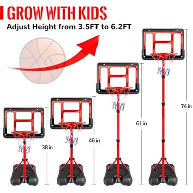 Kids Basketball Hoop with Stand, Adjustable Basketball Set, Toddler Basketball Toys for Boys Age 3 4 5 6 7 8, Indoor Outdoor Backyard Sport Game Gifts - Image 4