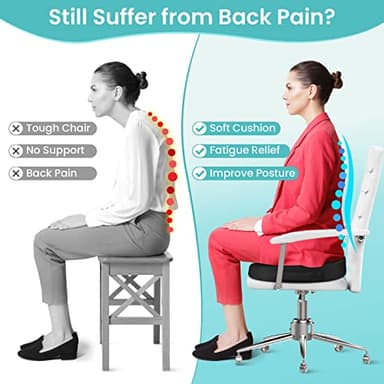 Office Chair Seat Cushion, Cooling Gel Enhanced Memory Foam Cushion for Long Sitting - Back, Sciatica, Coccyx, Tailbone Pain Relief Pillow - for Office, Gaming, Car, Wheelchair - Black, X-Large - Image 5