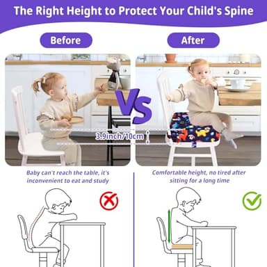 TOTIDYH Toddler Booster Seat for Kitchen Chair, Non-Slip Kids Dining Table Booster Seat with Adjustable Safer Straps, Portable Baby Eating Travel Camping Increasing Cushion - Image 2