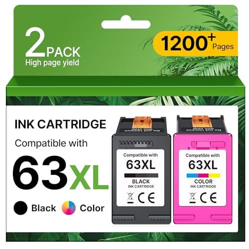 Adoccur 63XL Ink Cartridges Black and Color Replacement for HP Ink 63 Work for OfficeJet 3830 4650 5255 5258 5200 Envy 4520 4512 DeskJet 1112 2130 3630 Printer - Image 1