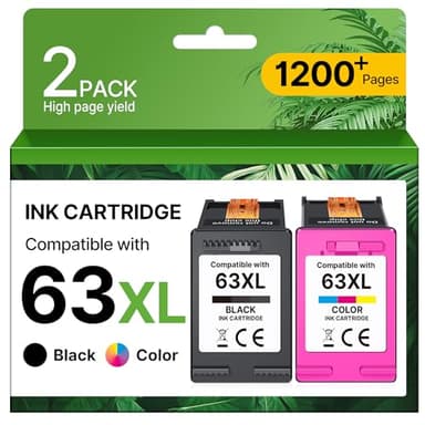 Adoccur 63XL Ink Cartridges Black and Color Replacement for HP Ink 63 Work for OfficeJet 3830 4650 5255 5258 5200 Envy 4520 4512 DeskJet 1112 2130 3630 Printer - Image 1