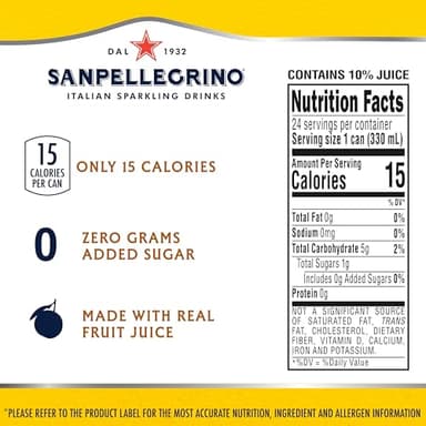 Sanpellegrino Zero Grams Added Sugar Lemonade Italian Sparkling Drink, 24-Pack Of 11.15 Fl Oz Cans, Sanpellegrino Italian Sparkling Drinks, Low-Calorie Sparkling Juice Beverages - Image 2
