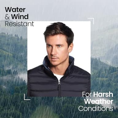 Weatherproof Men's Puffer Jacket, Lightweight Alternative Down Jacket with Packable Travel Neck Pillow, Travel-Ready Winter Jackets for Men, Water & Wind Resistant, Black, Medium - Image 4