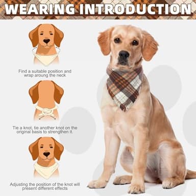 KOOLTAIL Thanksgiving Fall Dog Bandanas 4 Pack - Soft Breathable Washable Plaid Pet Scarf Bibs Kerchief, Dog Autumn Costume, Holiday Triangle Towel for Girl Boy Small Medium Large Dogs Cats, Orange L - Image 5