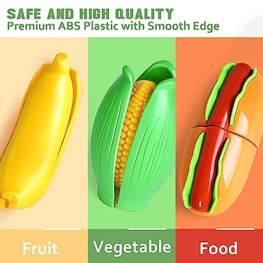 100 Pcs Play Food Set for Kids Kitchen, Pretend Food Toy for Toddlers Age 1-3, Plastics Cutting Fake Food/ Fruit/ Vegetable Accessories with 2 Baskets, Birthday Gifts for 2 3 4 5 Years Old Boys Girls - Image 4