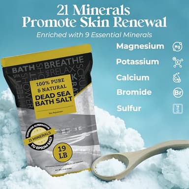 Aromasong Dead Sea Salt - Spa Bath Salt - 19 Lbs Fine Grain Bulk - 100% Pure - Better Absorbing Than Epsom Salt - Soak for Women & Men for Skin Issues and to Relax Tired Muscles - Resealable Pack. - Image 2