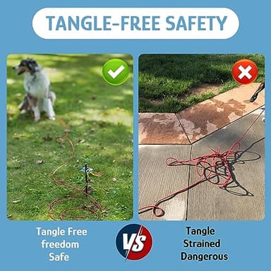 Dog Tie Out Cable for Dogs, 10ft Heavy Duty Dog Tether for Yard, Camping, Outside, Suitable for Small Medium Large Dogs, Silver, 10ft - Image 6