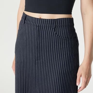 The Drop Women’s Denis Woven Long Column Skirt, Navy Pinstripe, L - Image 3