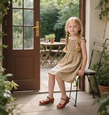 ESTINE Mary Jane Flats for Little Kids Toddler Baby Girls Glittery Dress Princess Ballet Shoes(309-Brown,5M) - Image 2