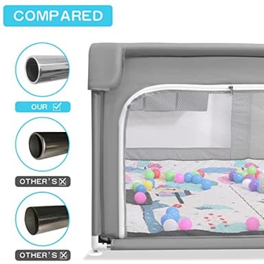 Baby Playpen with Mat 75"*59", Extra Large Playpen for Babies and Toddlers with Storage Bag, BPA-Free, Non-Toxic, Safe No Gaps Playards for Babies, Sturdy Safety Play Yard for Indoor Outdoor Fun, Grey - Image 7