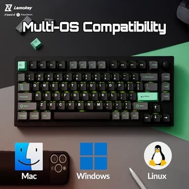LEMOKEY P1 HE 75% Wireless Custom Mechanical Gaming Keyboard with Gateron Double-Rail Magnetic Switches Full Assembled Knob Version - Black - Image 5