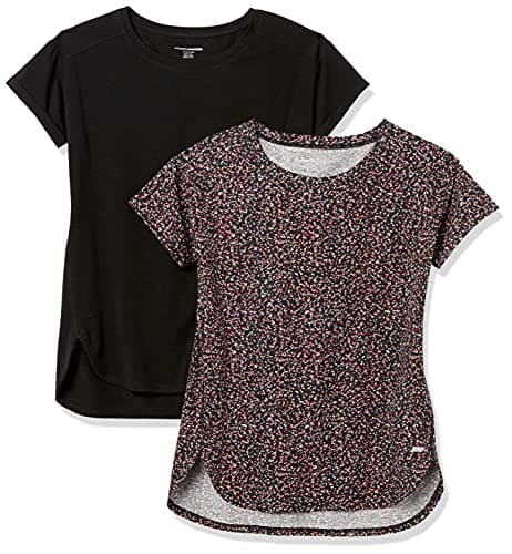 Amazon Essentials Women's Studio Relaxed-Fit Lightweight Crewneck T-Shirt (Available in Plus Size), Pack of 2, Black Confetti Print, XX-Large - Image 1