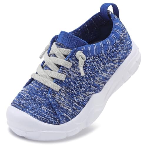 LeIsfIt Toddler Boys Girls Shoes Tennis Shoes Kids Slip on Shoes Breathable Barefoot Sneakers Blue Size 8 - Image 1
