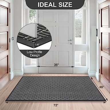 Mibao Front Door Mat, Heavy Duty Durable Welcome Mat for Outdoor Indoor, Dirt Trapper Waterproof Super Absorbent Door Mat for Entryway Outside Patio Porch, 73" x 46", Gray - Image 2