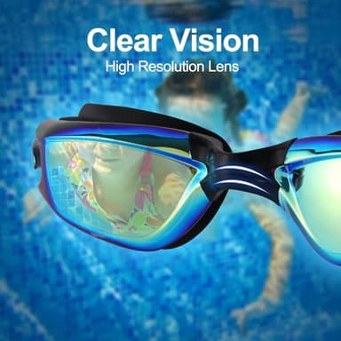 Kimasha Kids Swim Goggles,2 Pack Anti-Fog Leak Proof Kids Swimming Goggles,Anti-UV Clear Vision Glasses for Children Age 3-14 (Aqua & Black Silver) - Image 2