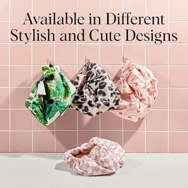 Kitsch Luxury Shower Caps for Women Reusable Waterproof - Flexi Satin Lined, Large Shower Cap for Men, Non-slip, Quick-dry, Adjustable, Stylish Hair Cap for Long & Short Hair - Cherry Print - Image 2