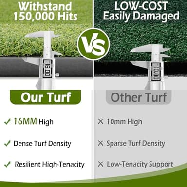Bearwill Golf Mat 31mm, 5ft x 4ft Golf Hitting Mats for Practice Outdoor Indoor, High-Elasticity Artificial Turf Mat for Garage Simulator Chipping Driving Training - Image 3