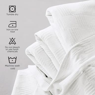 Utopia Bedding White 100% Cotton Blanket [Twin Size - 90x72 Inch] 350GSM Lightweight, Soft and Breathable Thermal Dorm Bed Blanket for All Seasons - Image 5