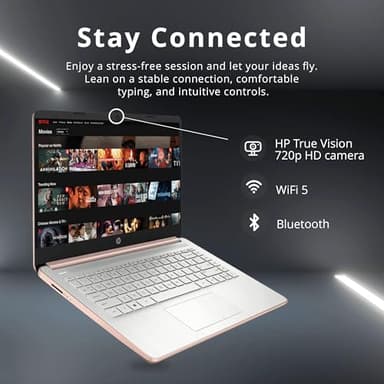 HP Stream 14" HD Lightweight Laptop, Intel Celeron N4120, 16GB RAM, 224GB Storage(64GB eMMC + 160GB Docking Station), Intel UHD Graphics, HD Webcam, 1 Year Office 365, WiFi, Bluetooth, Win 11s, Gold - Image 6