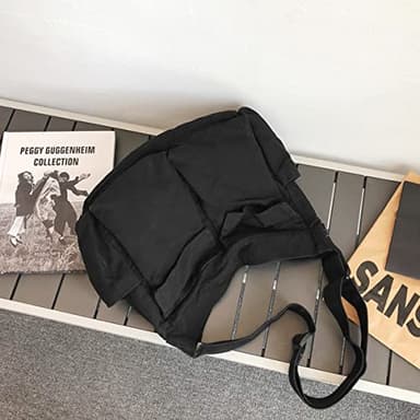GAXOS Aesthetic Cute Messenger Bag for School Vintage Black Canvas Crossbody for Women Shoulder Laptop Bag - Image 3